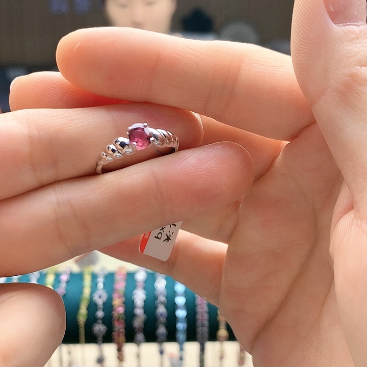 碧玺戒指银S925镶嵌纯天然