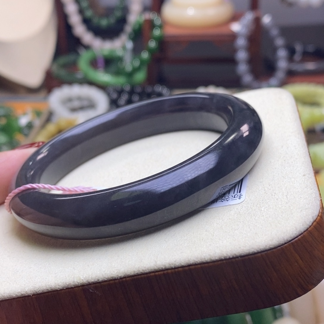 和田玉清货价老矿料浓烟紫帝王紫手镯57未镶嵌