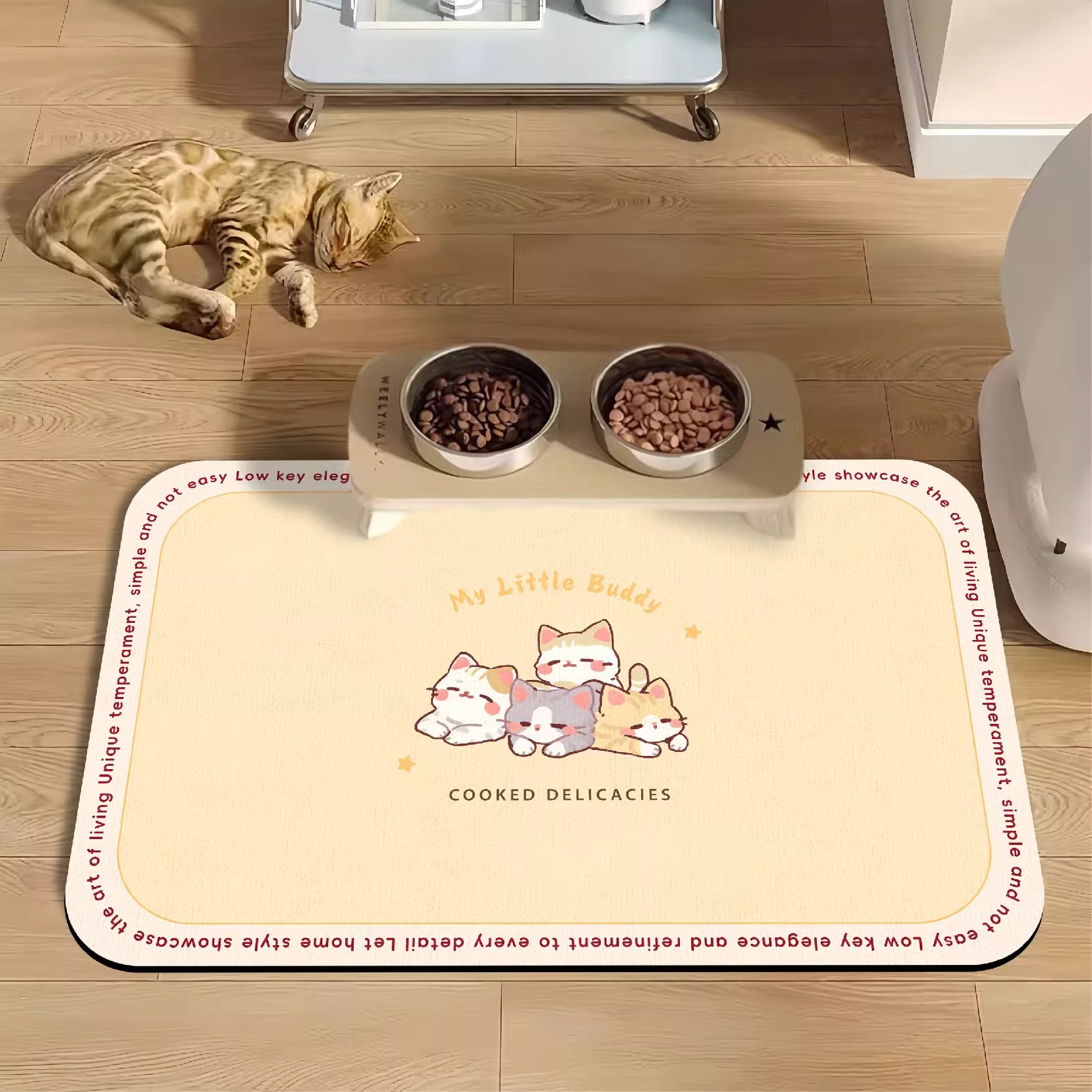 可爱卡通猫狗宠物专用餐垫碗垫家用卧室吸水防滑速干耐脏垫子加厚