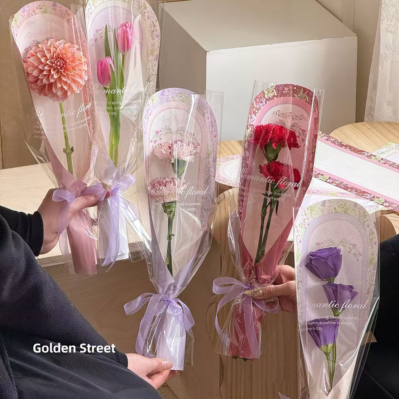 【微花宝】花繁单支袋花束opp防水袋玫瑰康乃馨插花diy包花