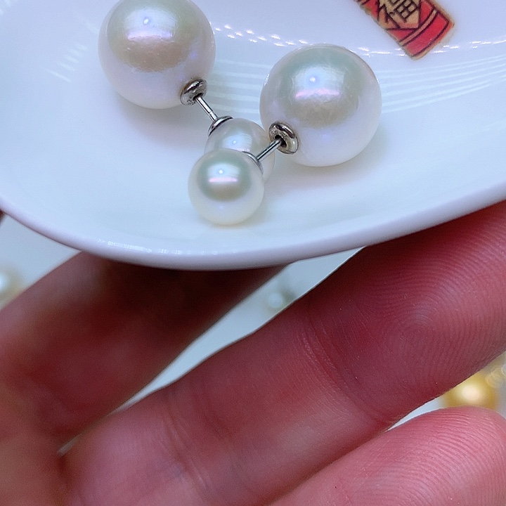 银S925镶嵌耳饰淡水珍珠
