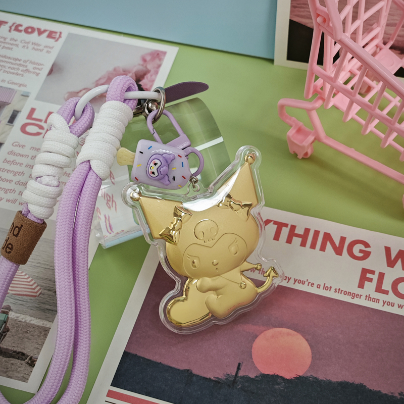 【水贝黄金】黄金999爱心库洛米卡通手机挂饰包包扣送女友必备礼物