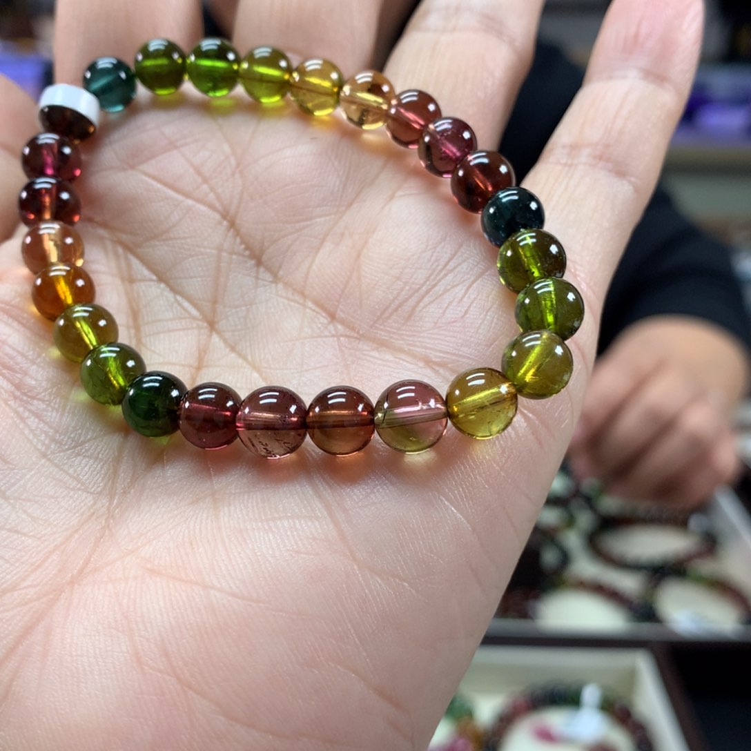 碧玺手链未镶嵌7.3毫米左右