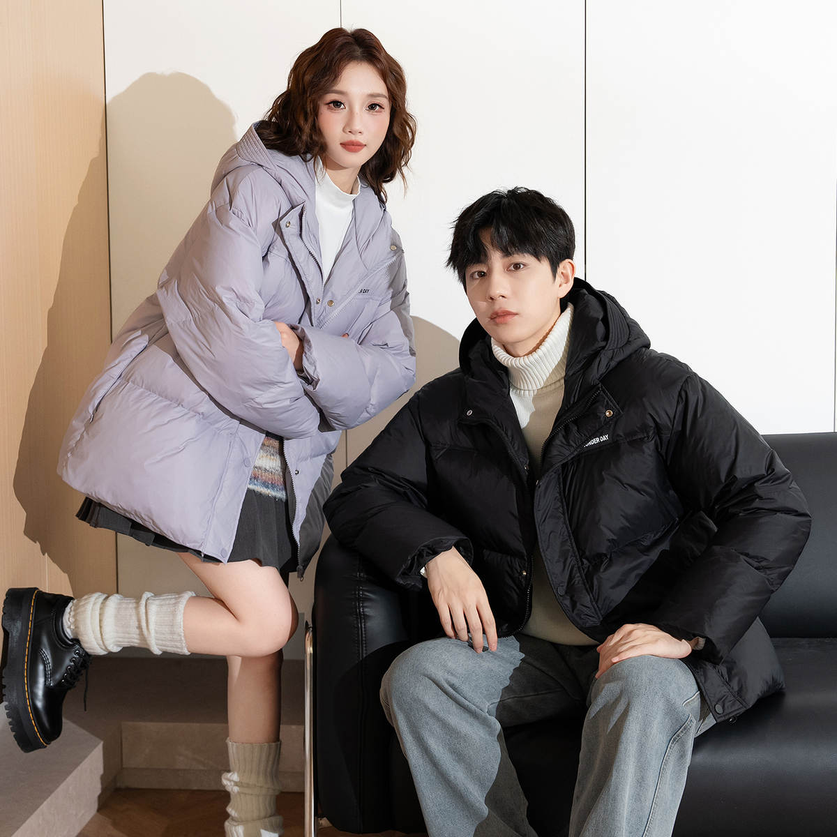 D1474  唐狮冬季新款情侣羽绒服男女短款连帽面包服韩系休闲上衣