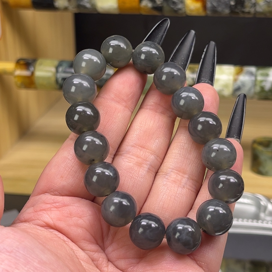 岫玉未镶嵌戒指水墨珠珠