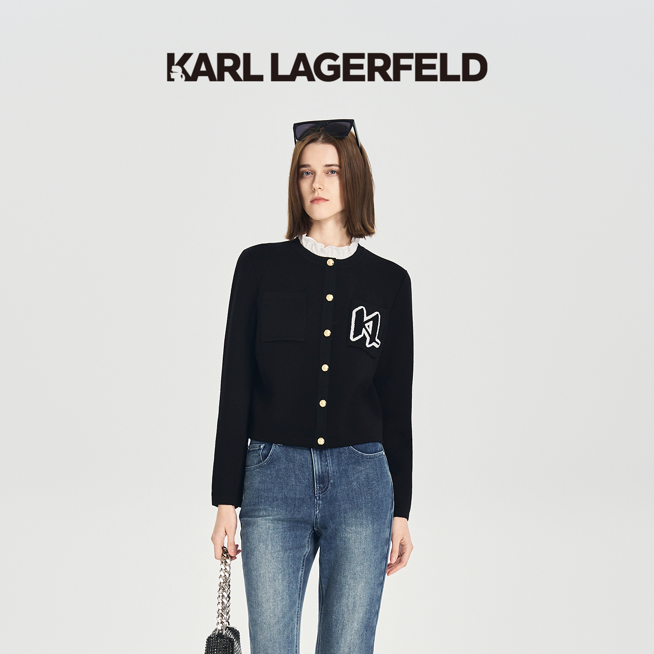【李老板专属】KARLLAGERFELD秋季新款针织开衫老佛爷M27E2230