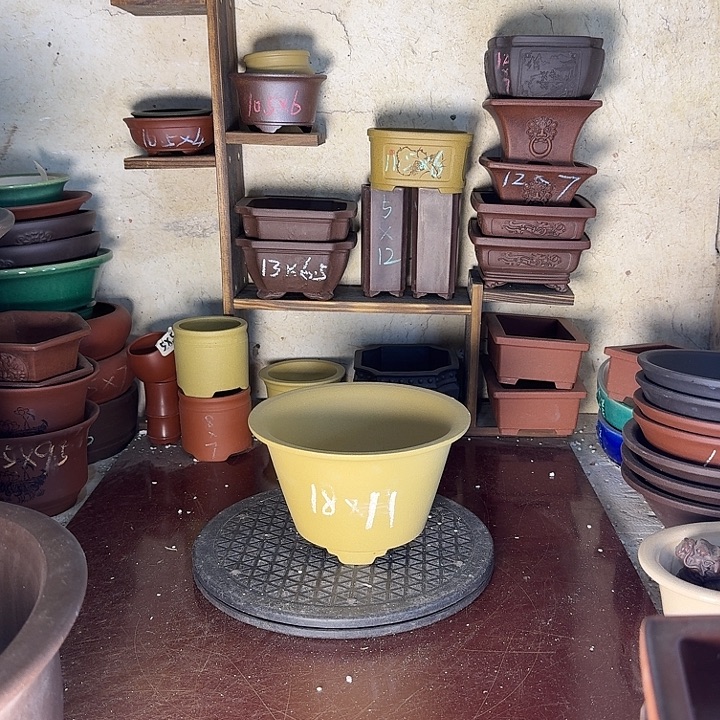 紫砂花盆，手工制作