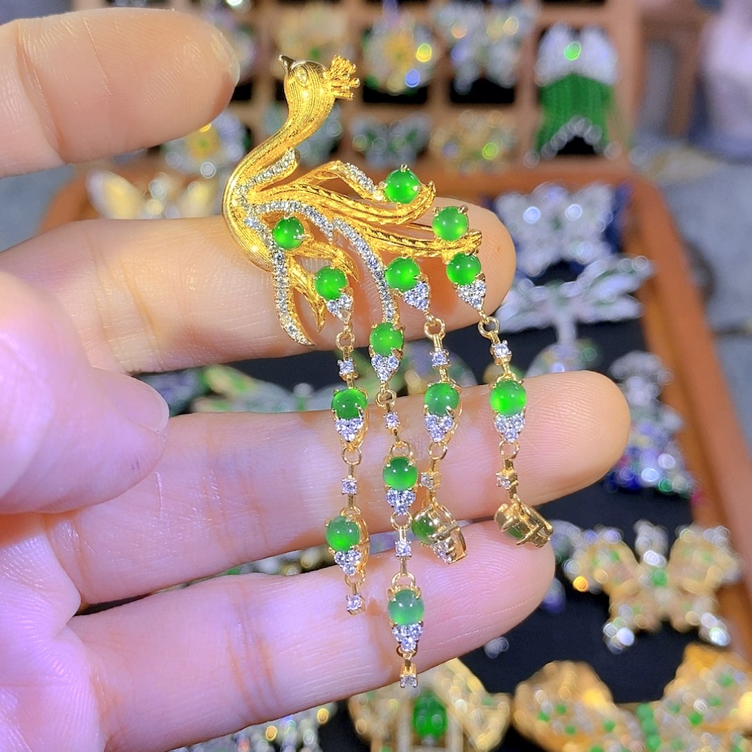 吊坠(不含链)银S925镶嵌翡翠