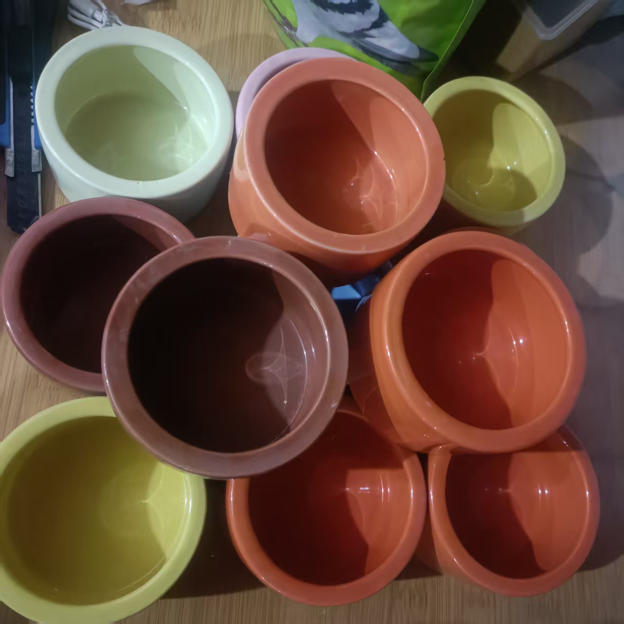 鸽子喂食罐彩色陶瓷罐喂食器颜色随机拍1发5