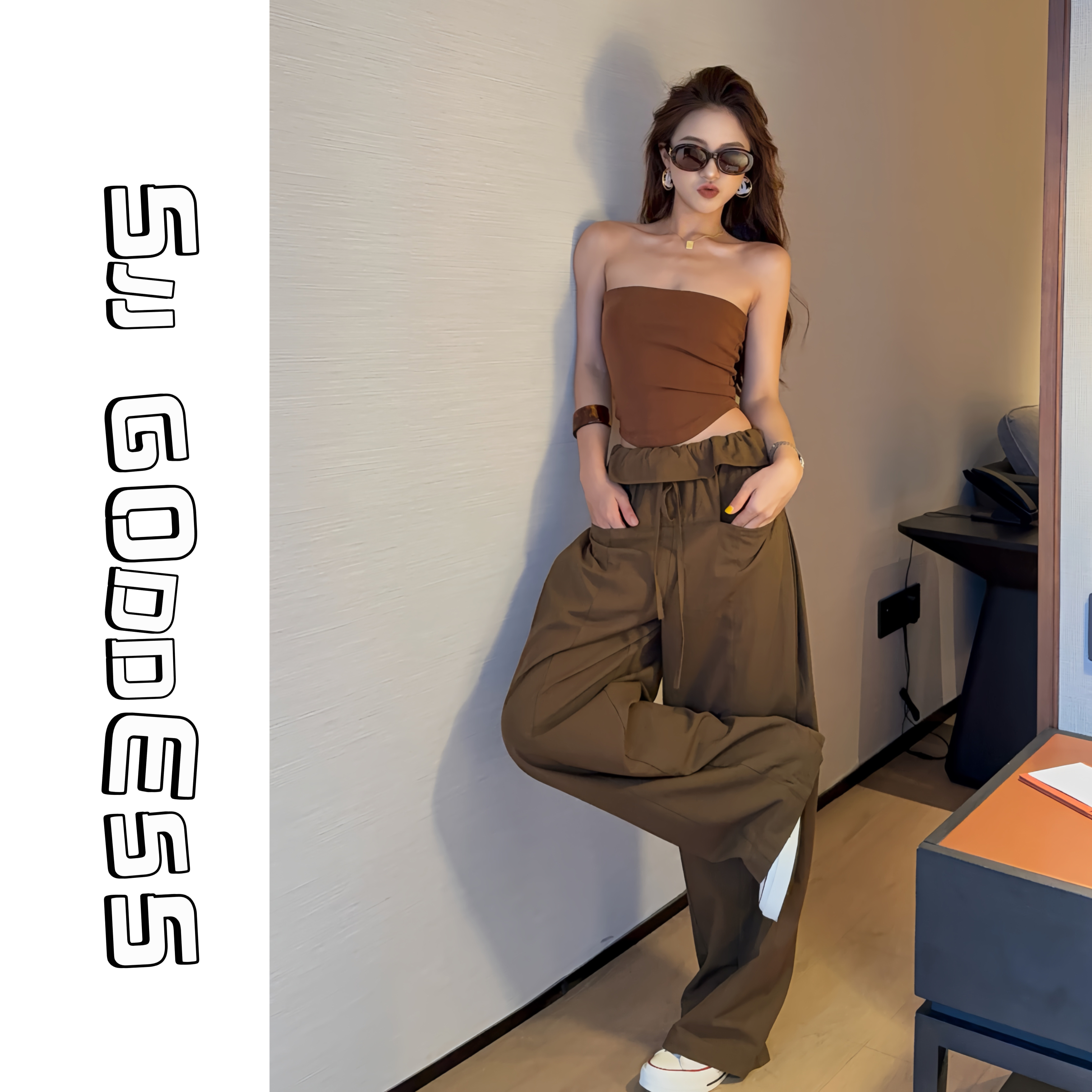 【娇娇私服定制】新款木耳边肯豆风休闲裤（裤长98）61205#