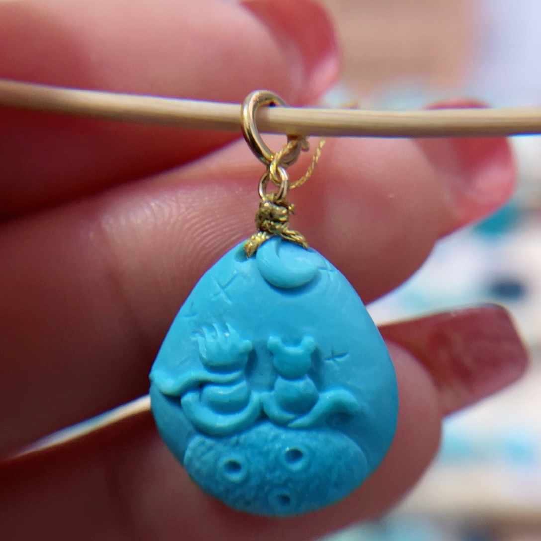 绿松石珠宝奇石18K金镶嵌