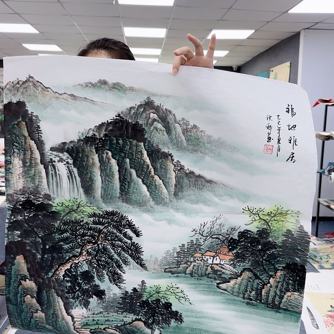 国画作品小姐姐放漏中