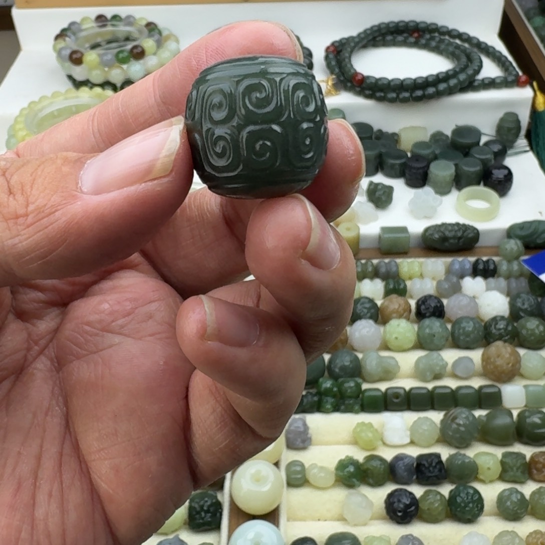 醉***風和田玉未镶嵌珠宝半成品和田玉且末蓝回纹老型22×22㎜