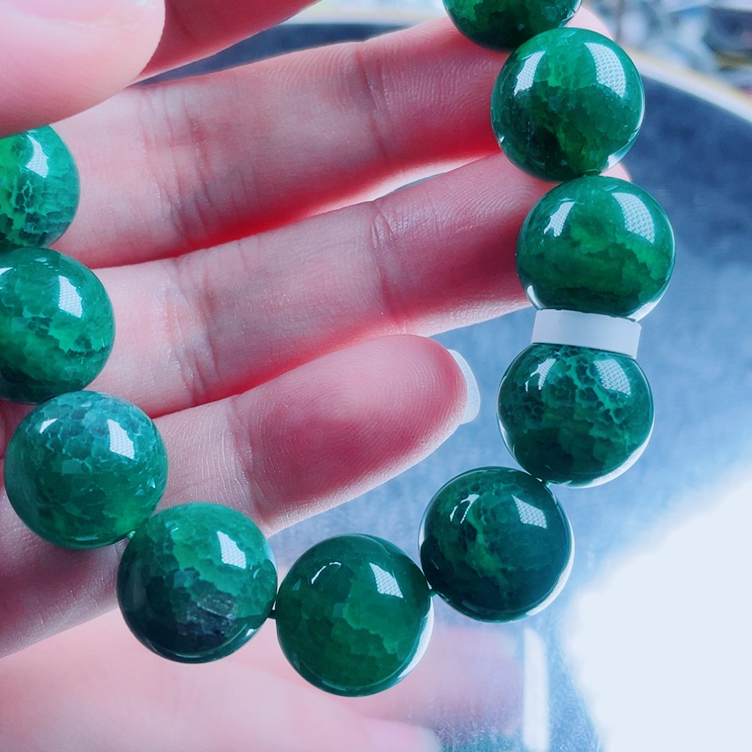 玛瑙/玉髓手链未镶嵌青龙碧血手串卡14