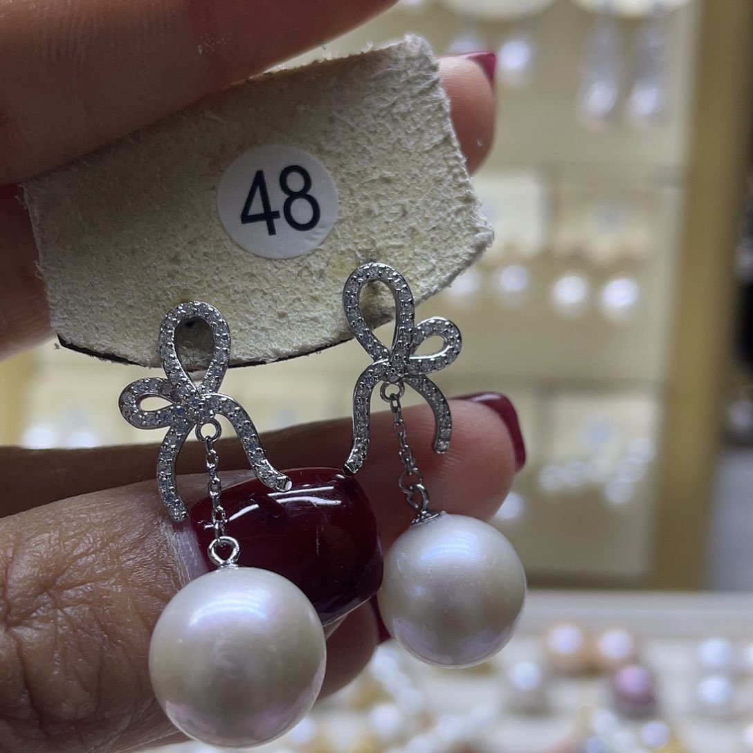 淡水珍珠耳饰银S925镶嵌