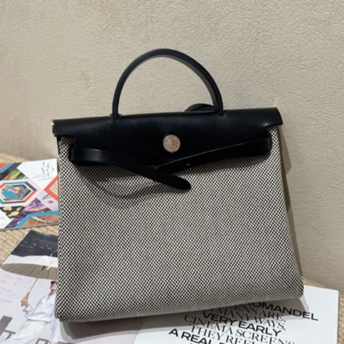 99新 Hermes/爱马仕 黑白熊猫配色herbag 31 B刻