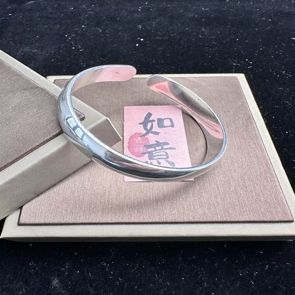 足银手镯 开口简约百搭经典开口贵妃手镯 足银光面镜面银手镯贵妃