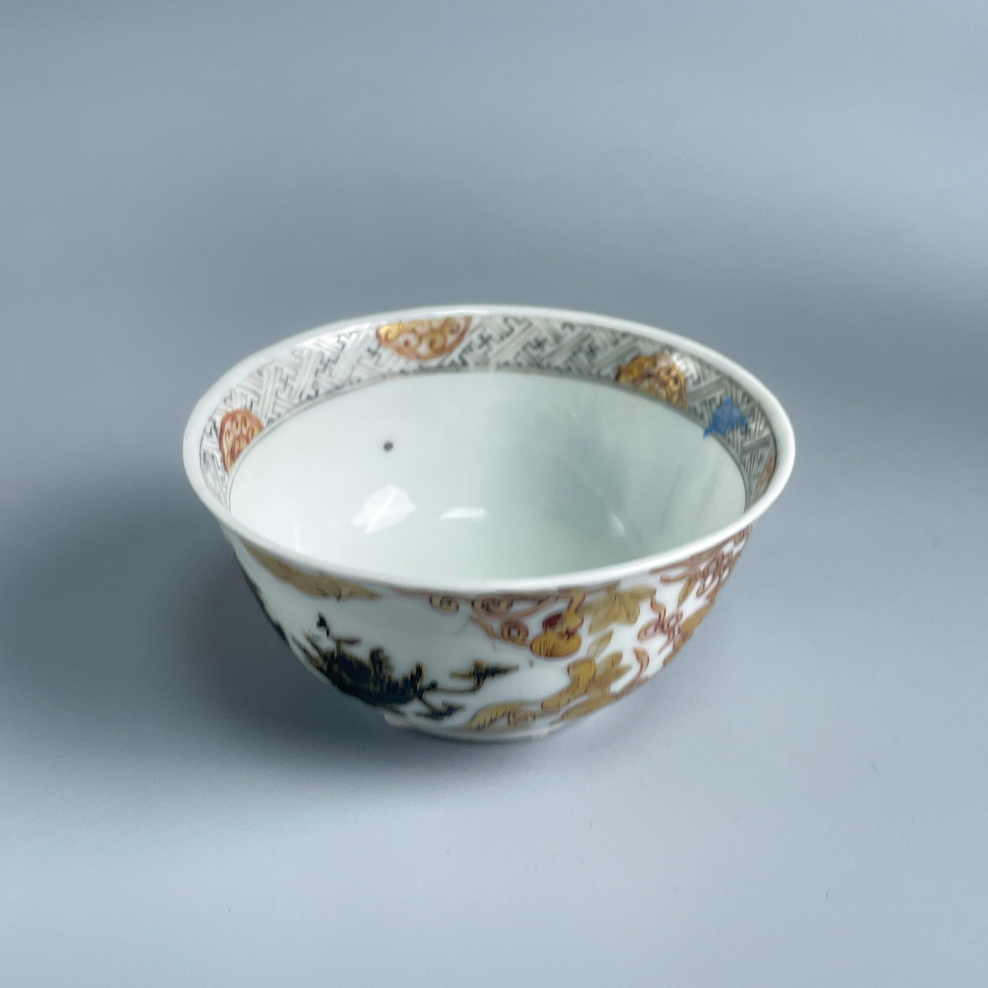 瓷器/古董清乾隆细路墨彩茶圆-M25AB008106/收藏/文物/绣花张