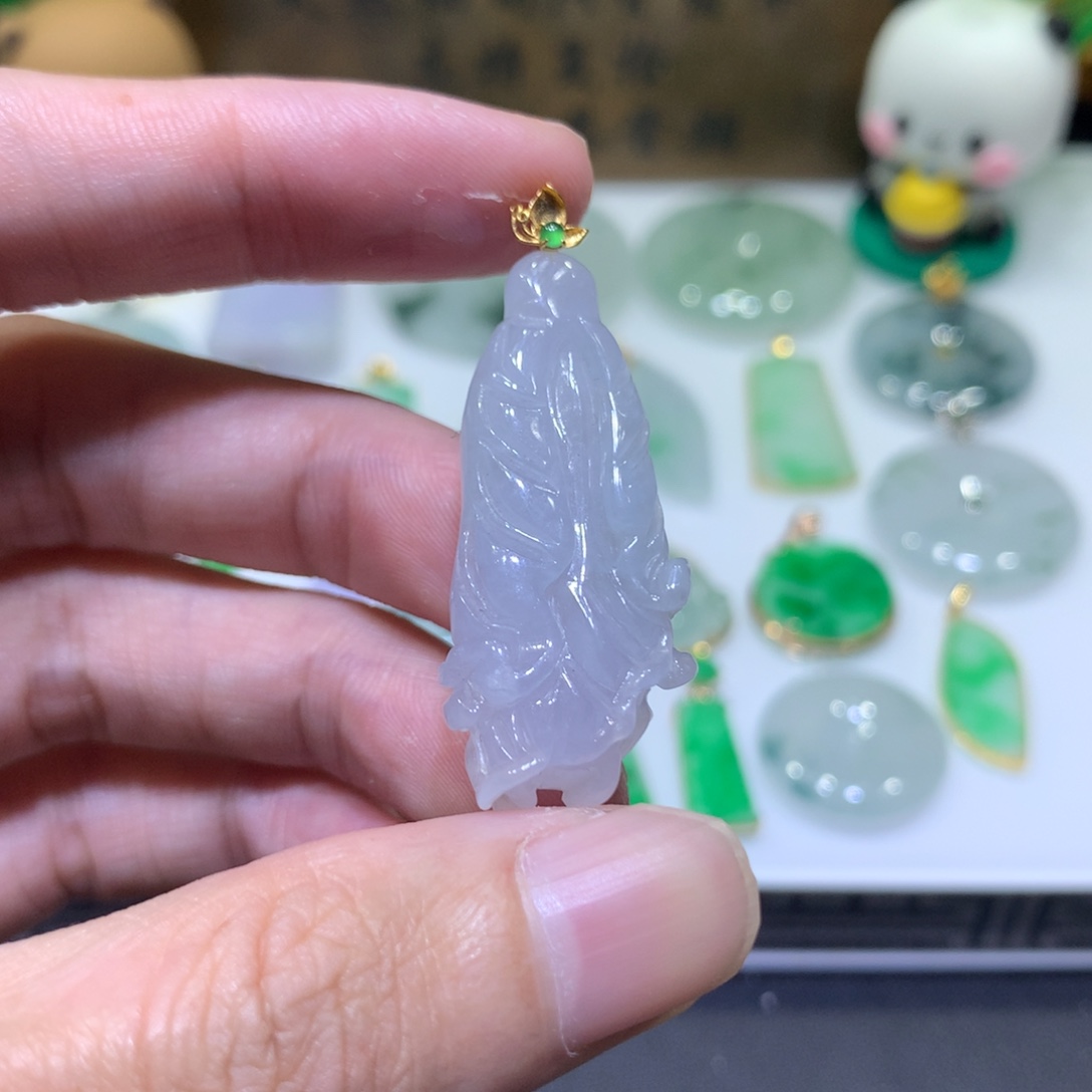 翡翠18K金镶嵌吊坠(不含链)