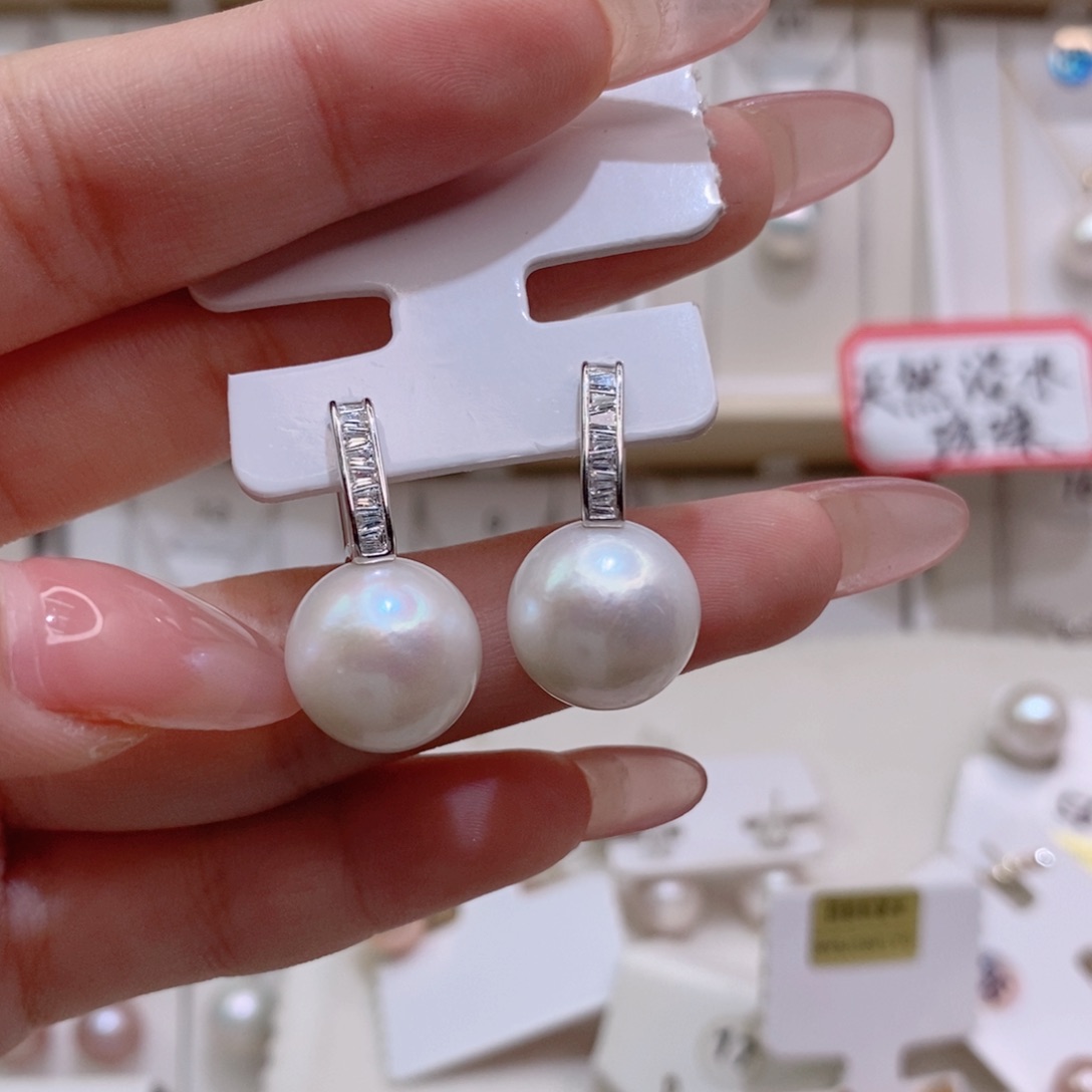 @***）银S925镶嵌耳饰淡水珍珠