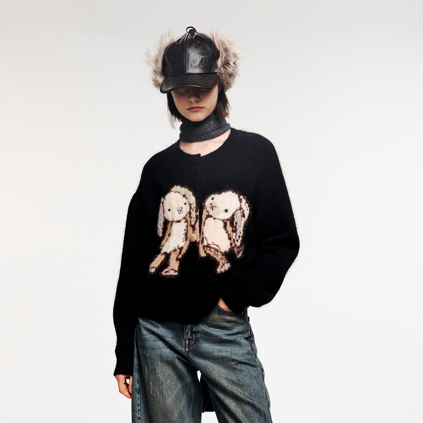 UOOYAA/乌丫2025冬季新款「奇幻精灵」兔子精灵毛开衫 4249