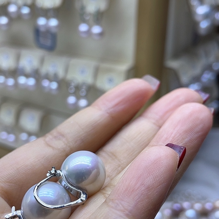 淡水珍珠耳饰银S925镶嵌