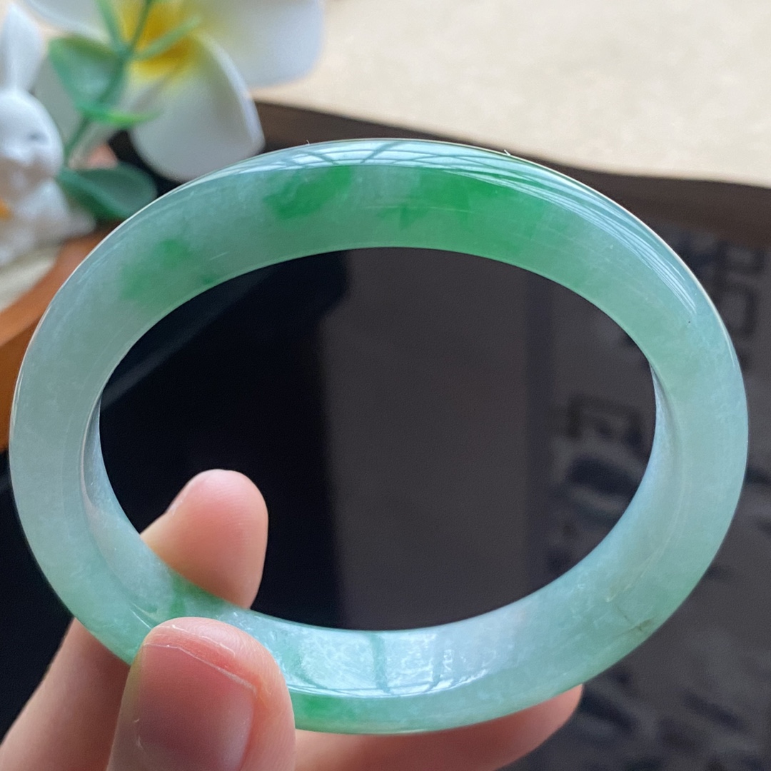 03.09批1634号53.3-47-11.7-7.2冰阳绿！青翠欲滴！天然翡翠手镯