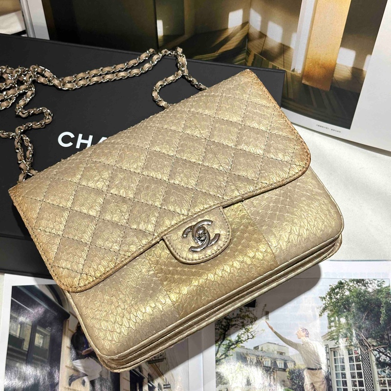 Chanel蛇皮方胖子风琴邮差