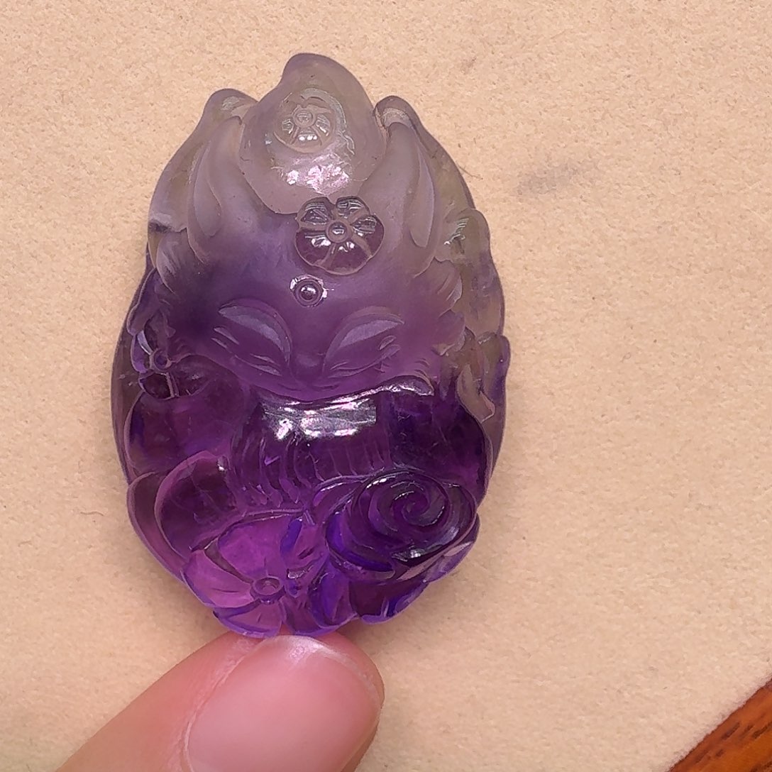 水晶颈饰未镶嵌天然巴西紫水晶狐狐吊坠