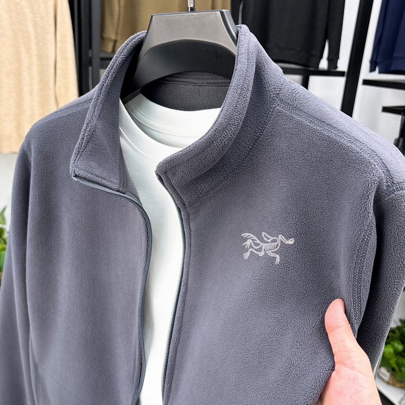 【奥莱撤柜】抓绒外套男士秋冬立领摇粒绒开衫时尚休闲运动户外保暖