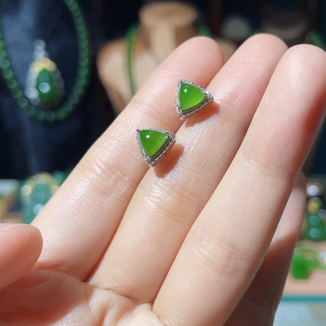 和田玉（碧玉）银S925镶嵌颈饰