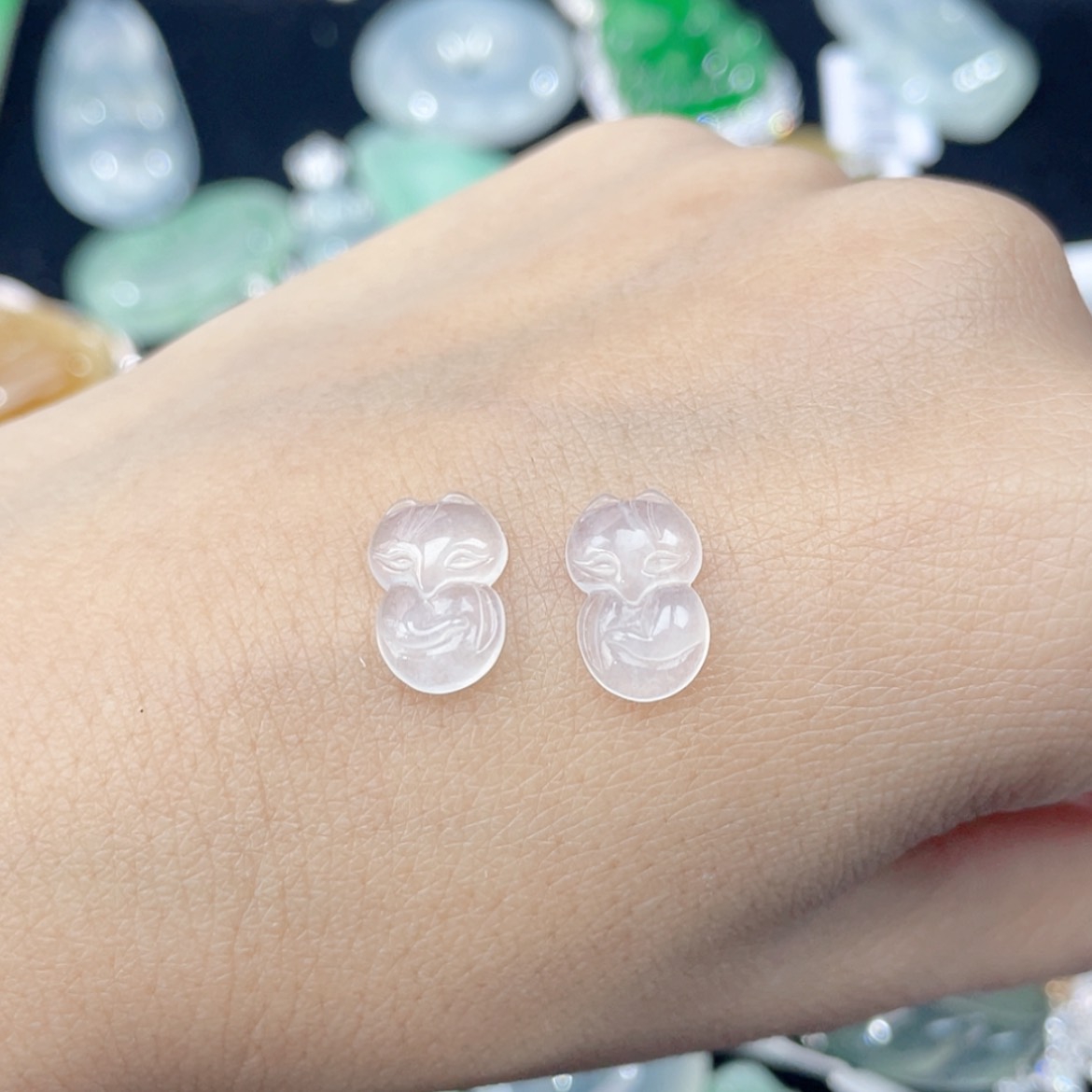 【闪购商品】翡翠耳饰未镶嵌52号 白冰凤九