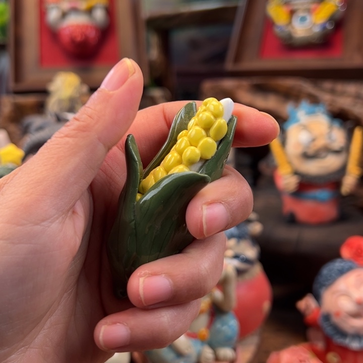 化***）陶摆件小镇青花每日有新品