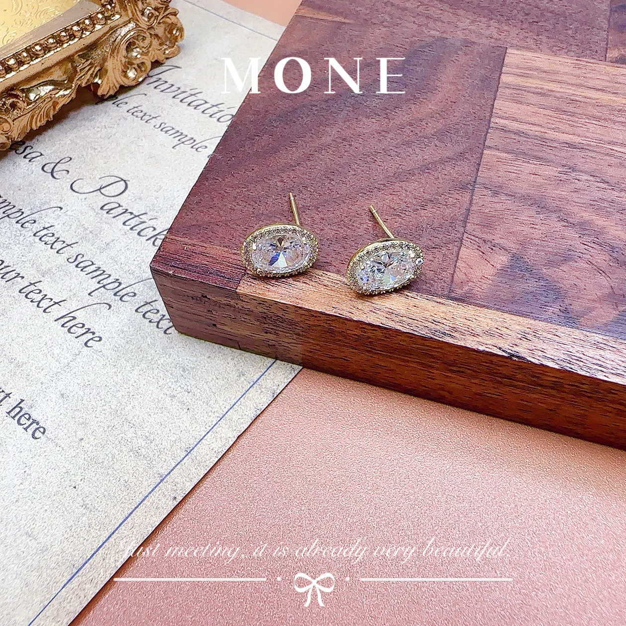 铜合金锆石耳饰 【6141】时尚气质百搭高级设计款耳饰