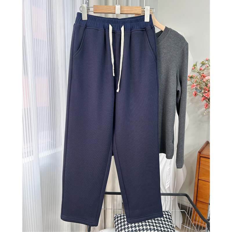 【棉牛奶绒】加厚绒中高腰女裤大码休闲裤遮胯宽九分靴裤直筒裤