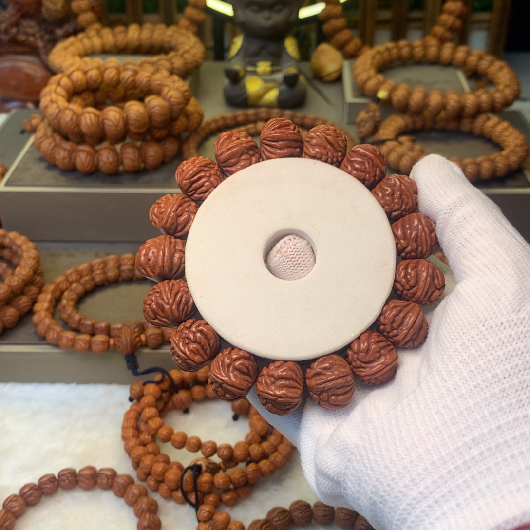 亩***优桃核手串秦岭龙纹