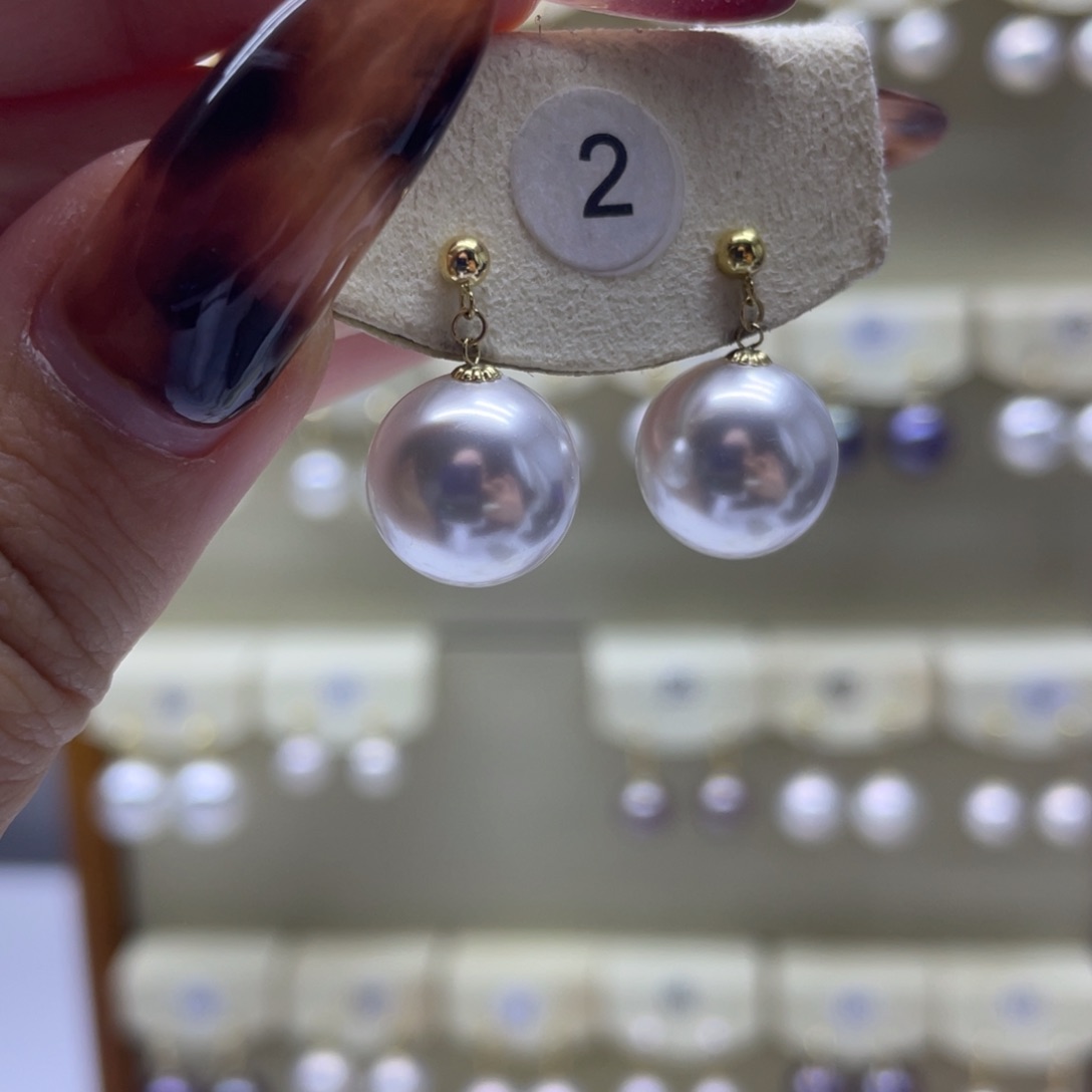 淡水珍珠耳饰18K金镶嵌