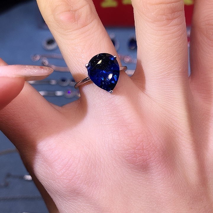 蓝宝石戒指银S925镶嵌