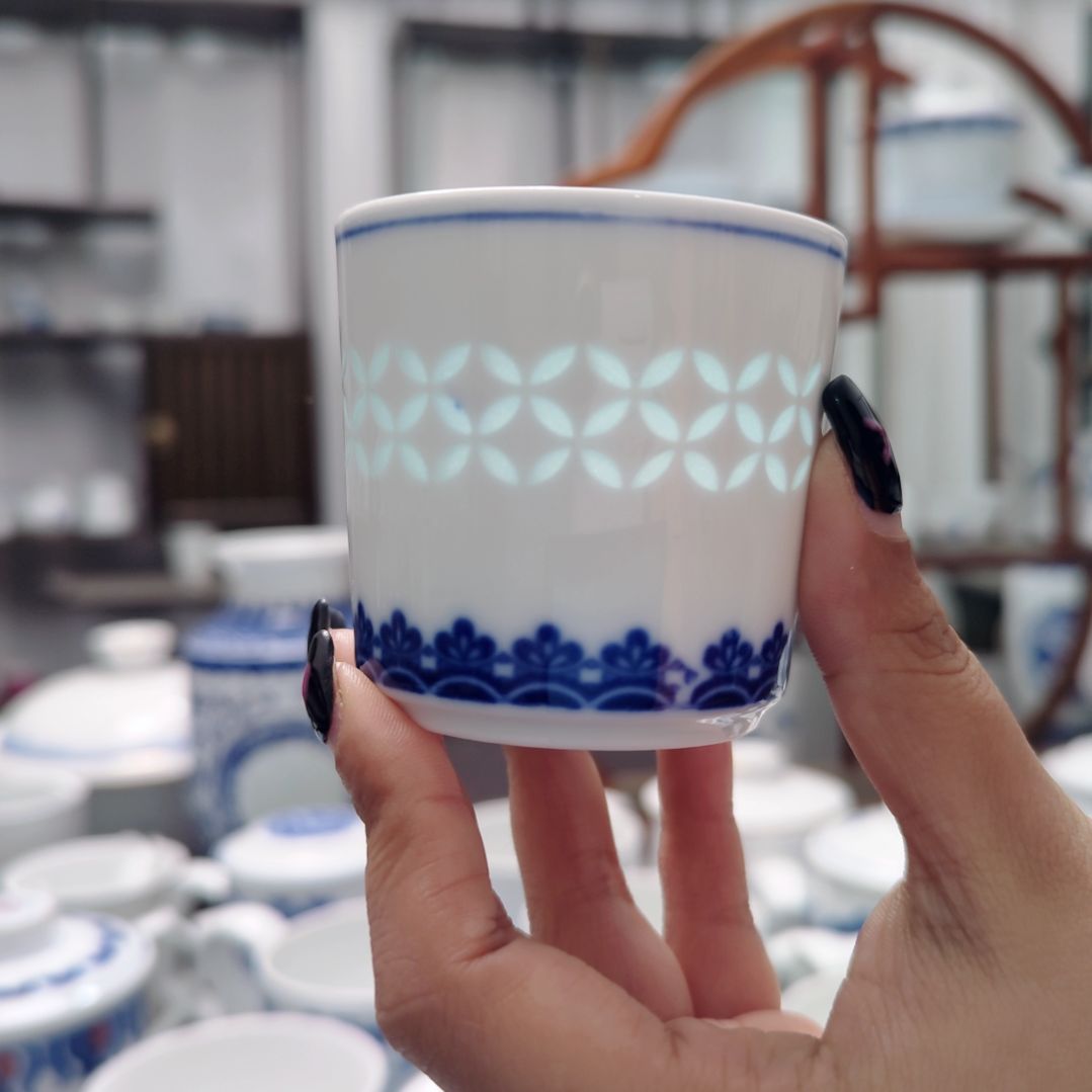 陶瓷清幽茶水杯两只装