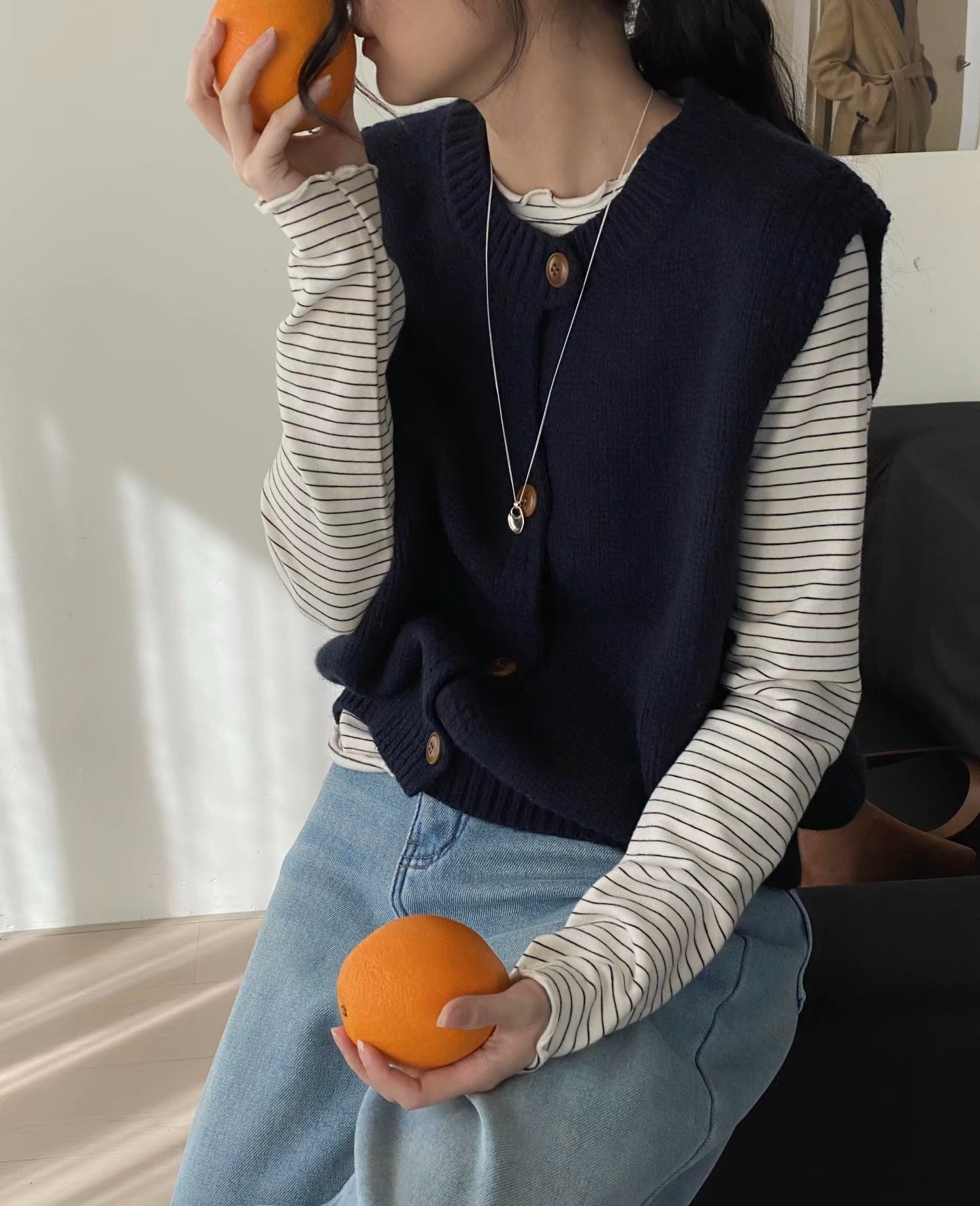 【1141-1200】居家春秋外出时尚百搭针织女马甲