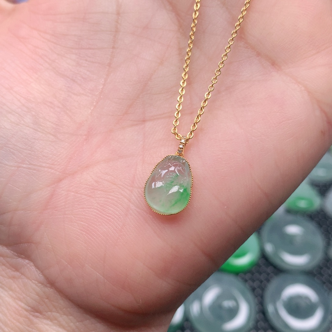 【闪购商品】翡翠吊坠(不含链)18K金镶嵌