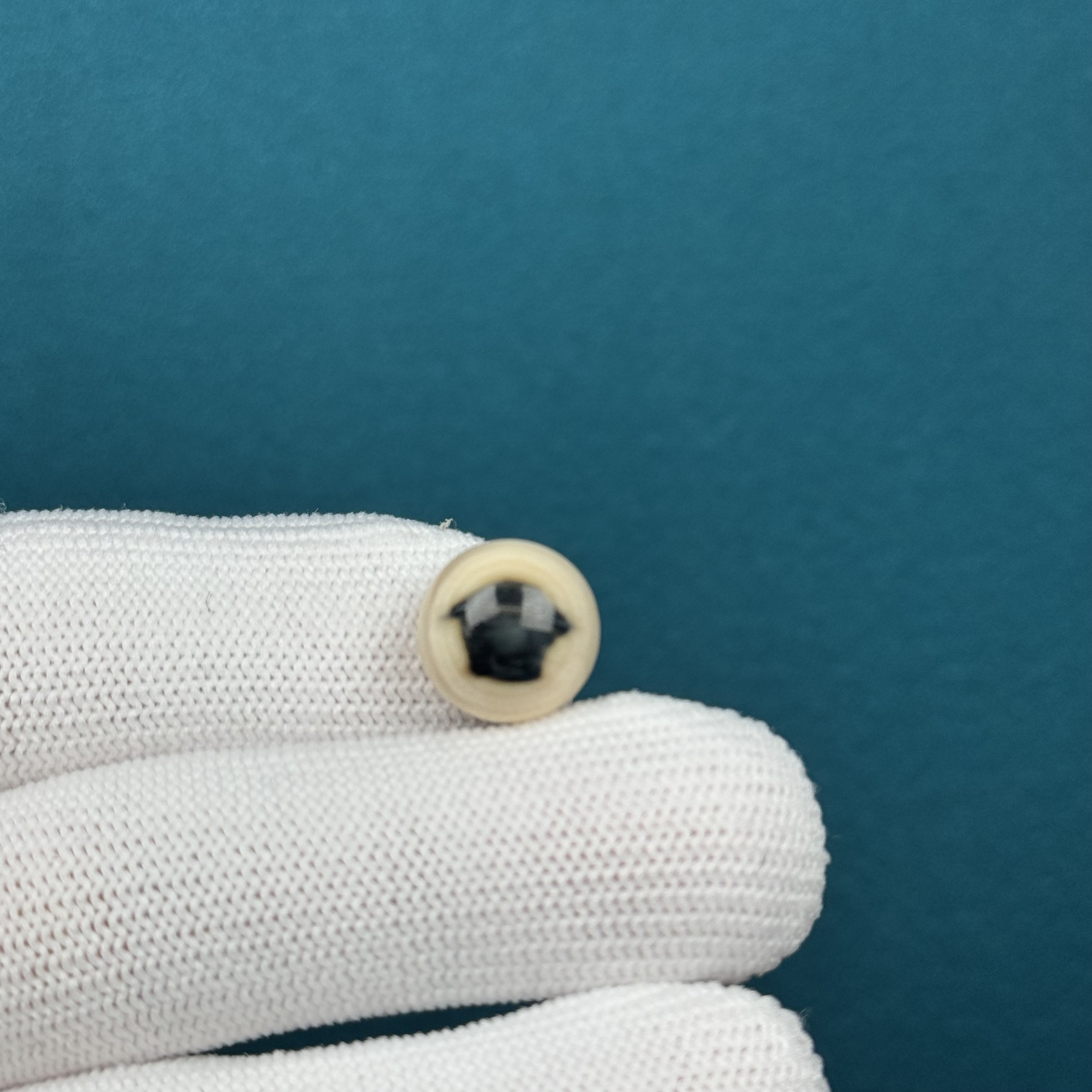 D34-89天然猛犸牙 蓝眼睛圆珠12mm支持复检假一罚十