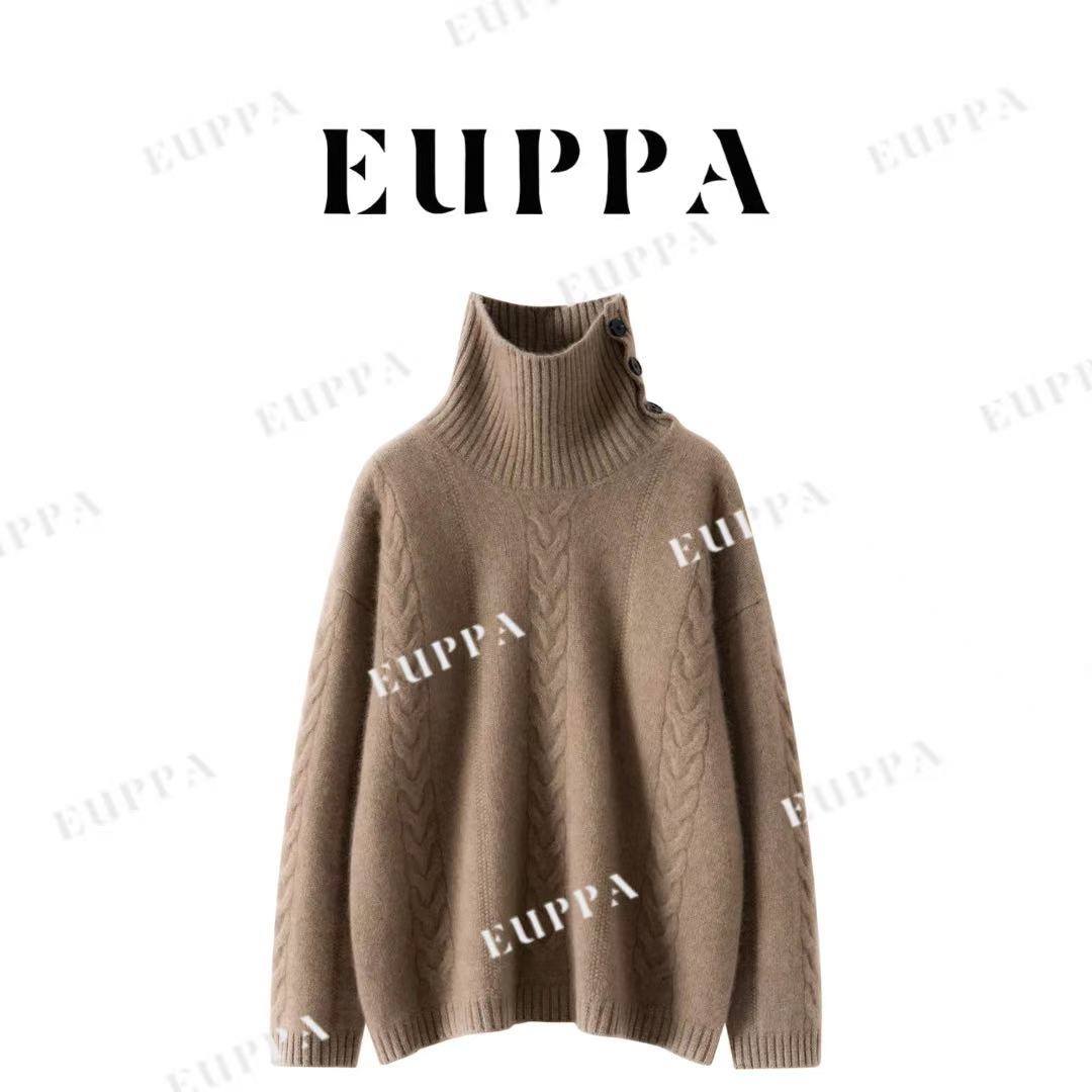 100%纯山羊绒5针3股480g绞花侧开扣高领QHAYR-8030