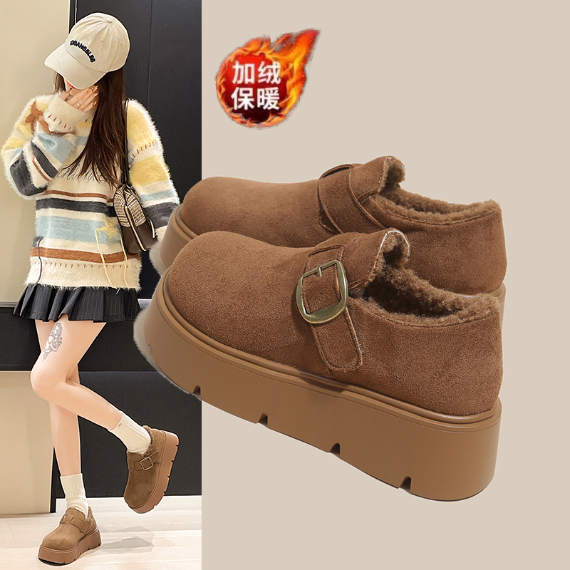轻便勃肯鞋女款2025年新款增高厚底女棉鞋加绒保暖休闲百搭女鞋子