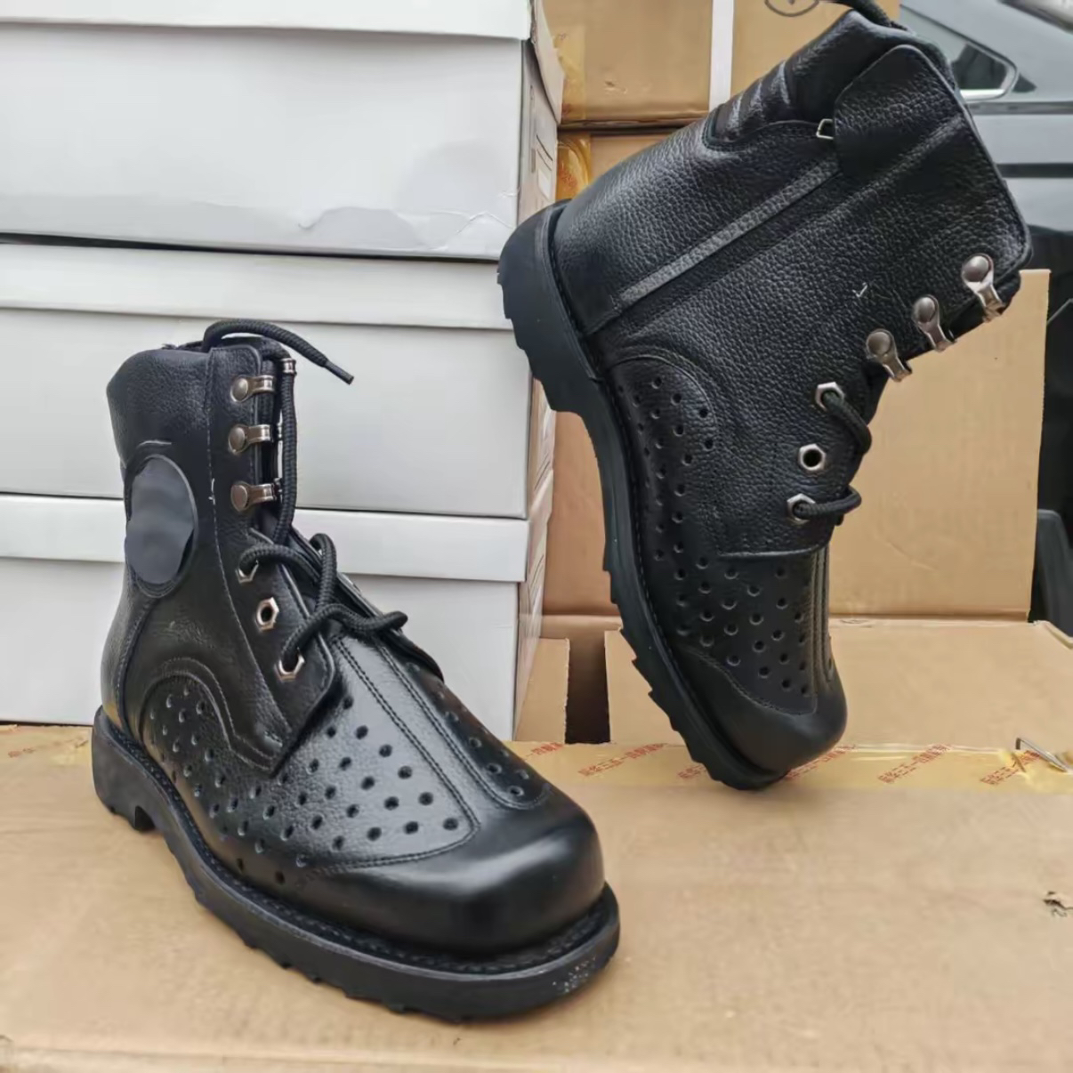 短筒FX黑色男士夏季户外减震网眼舒适百搭皮鞋