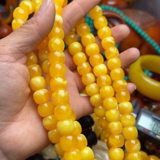 琥珀（花珀）手串未镶嵌蜜蜡