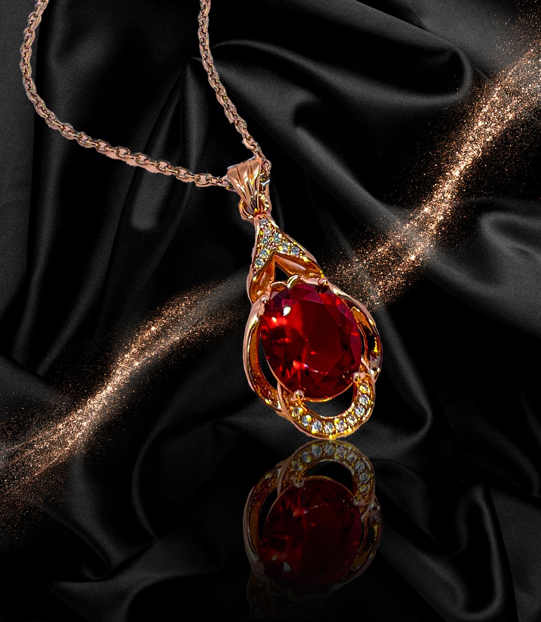 铜合金合成锆石项链 高奢限量款-鸿运当头-【4克拉红色吊坠】ZB