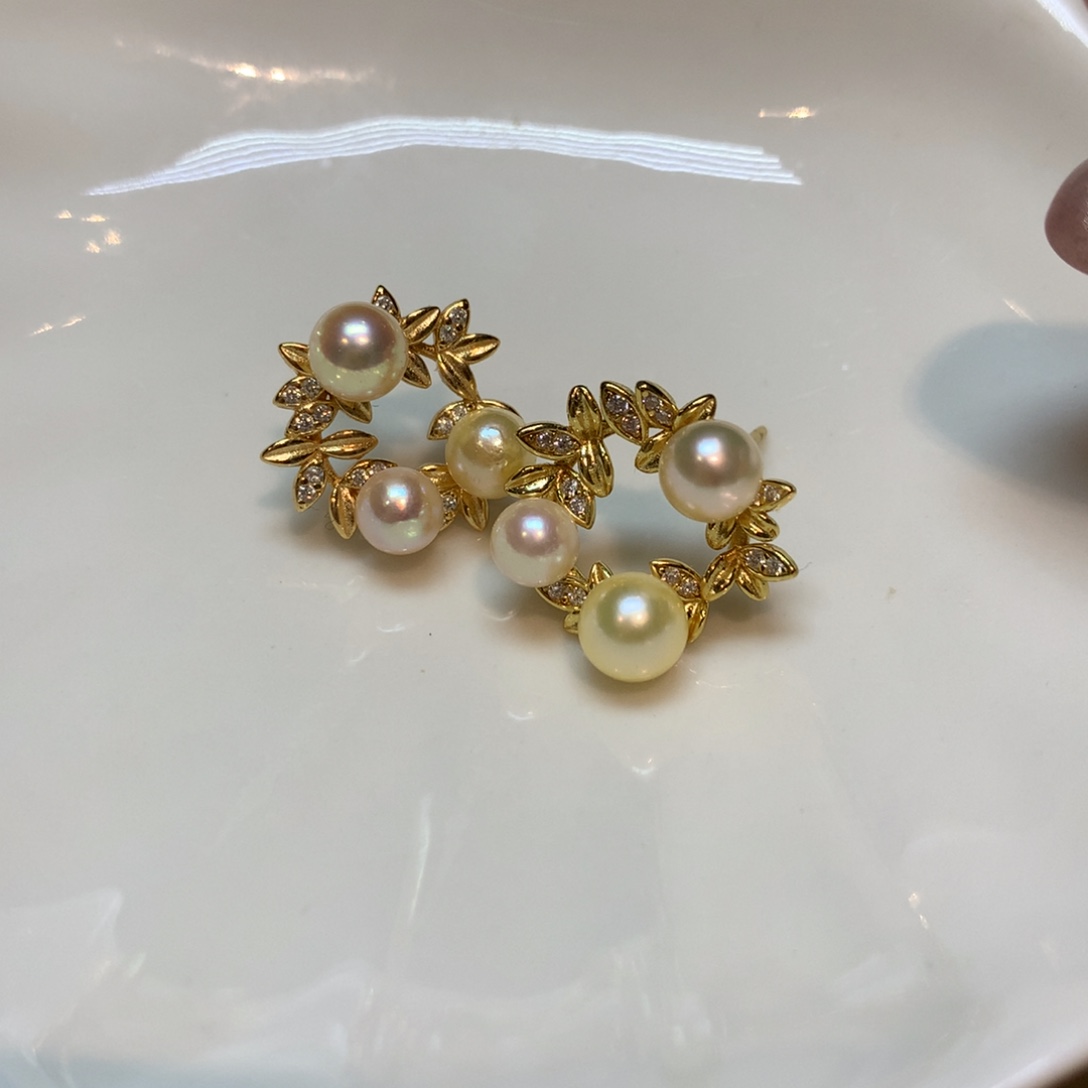 海水珍珠耳饰银S925镶嵌