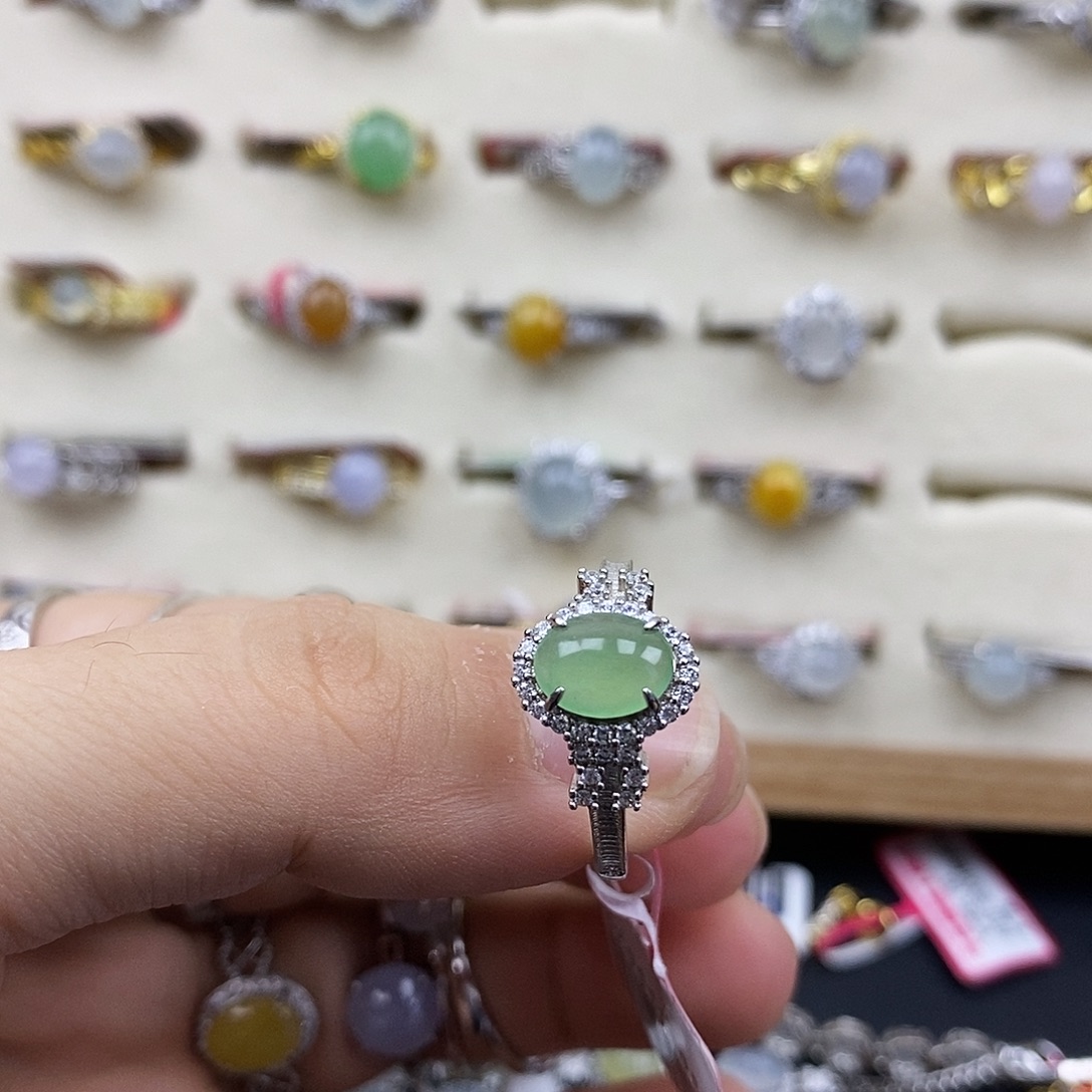 翡翠银S925镶嵌戒指