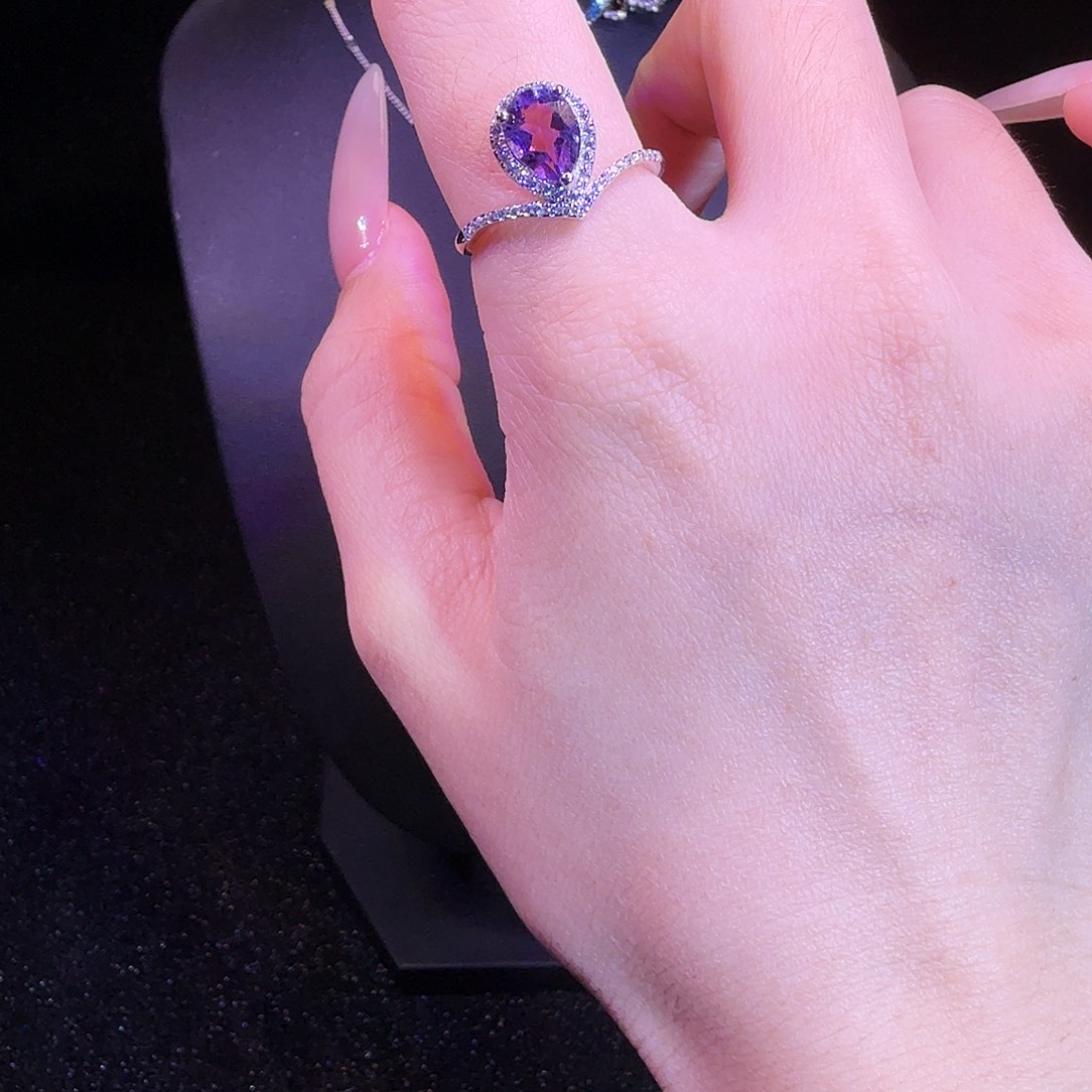 戒指水晶银S925镶嵌